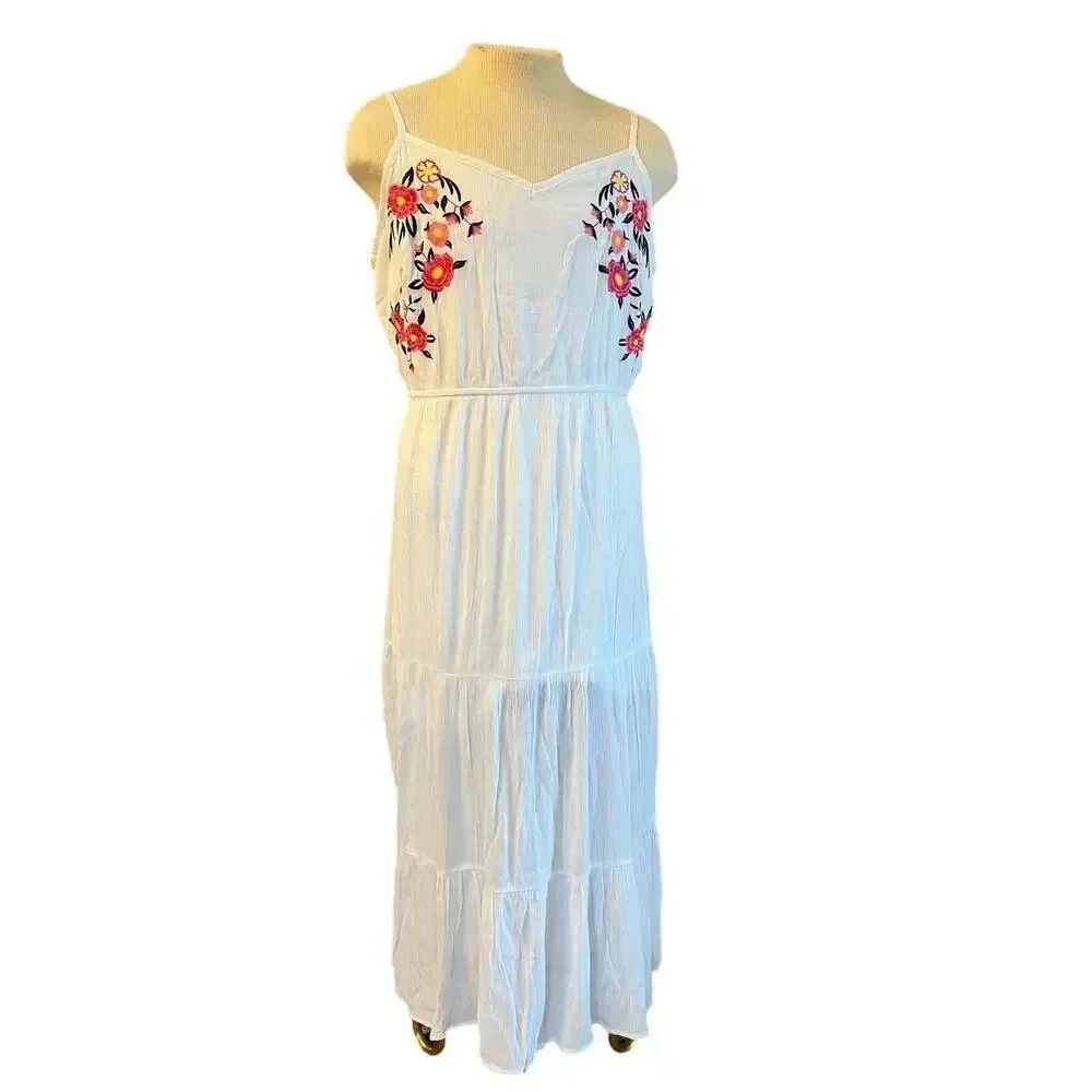 KELLY RENEE BOHO spaghetti strap embroidered maxi dress plus size XXXL